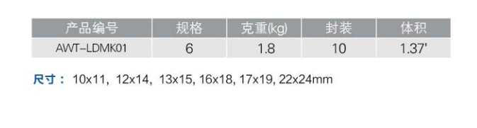 6件套公制精抛光加长型双梅花扳手